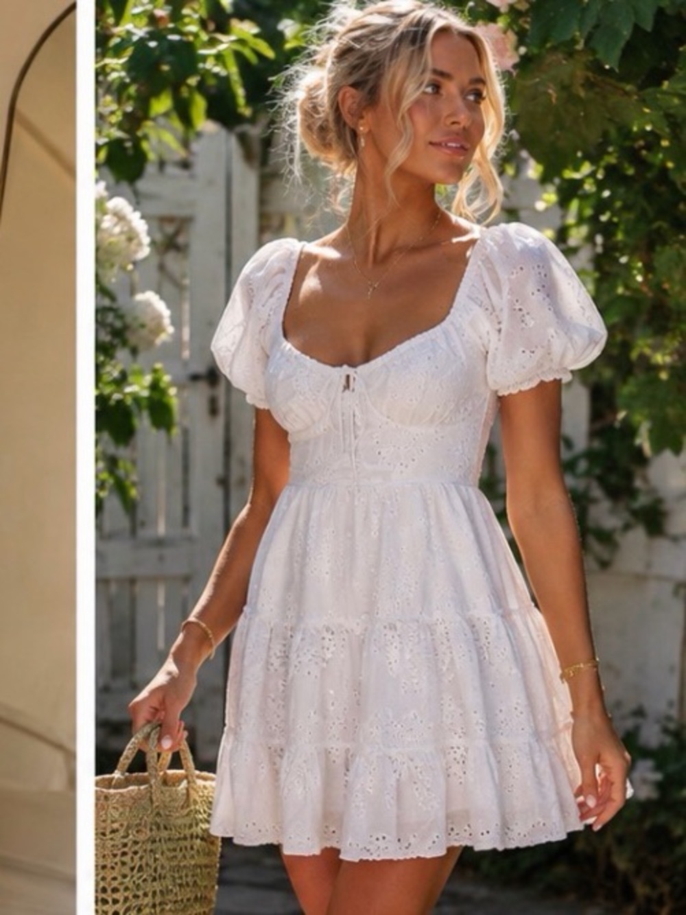 Princess Polly White Eyelet Puff Sleeve Dress